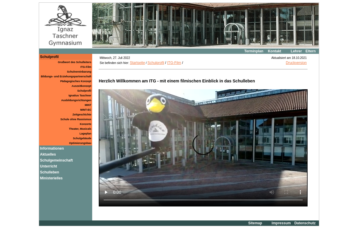 Screenshot der Interneteite der Projektdokumentation