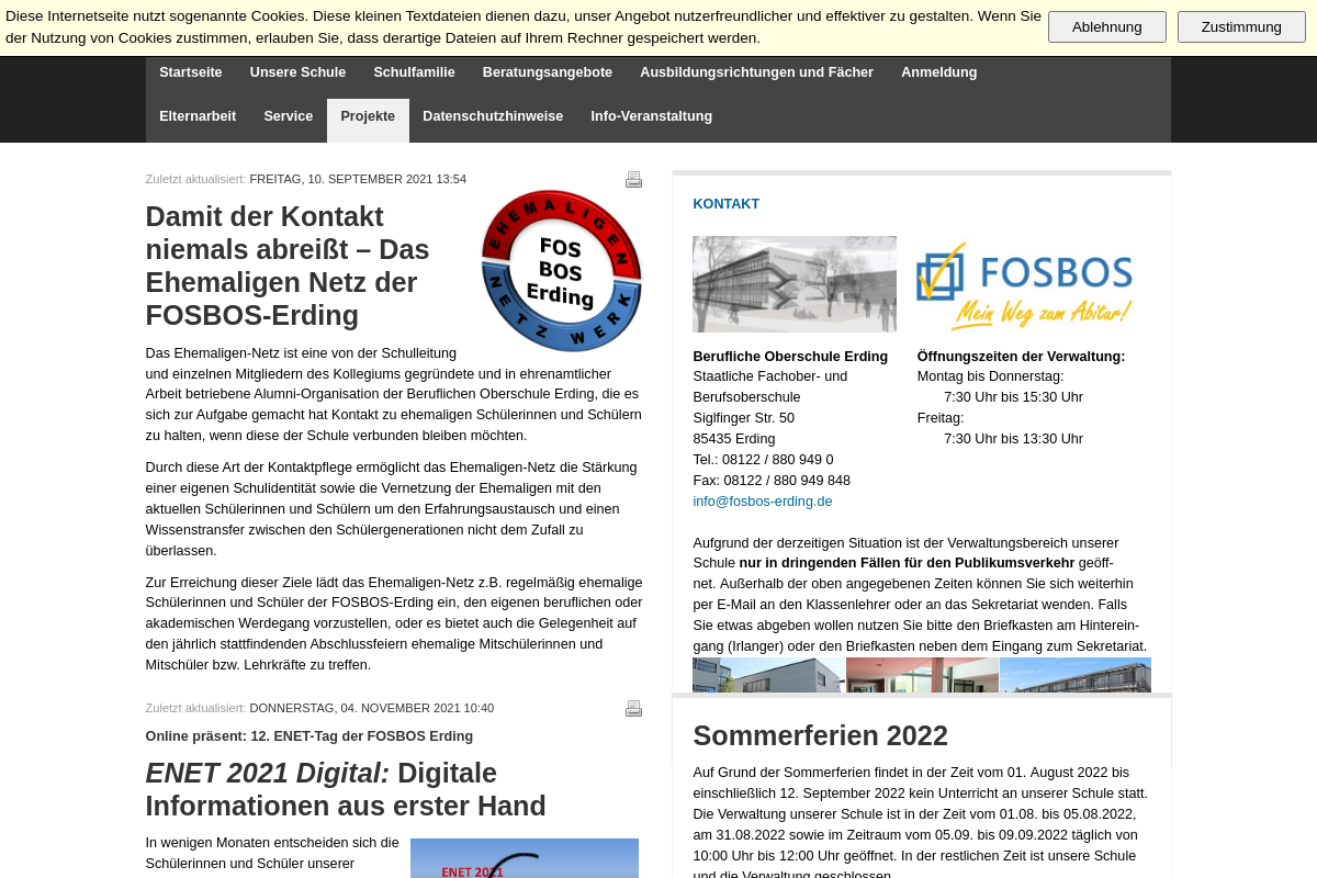 Screenshot der Interneteite der Projektdokumentation
